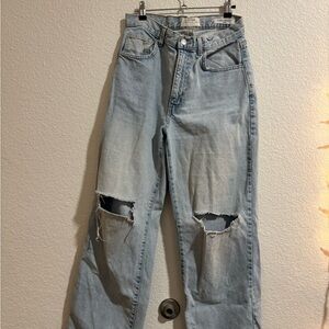 Cotton On Blue Straight Leg Jeans with Distressing